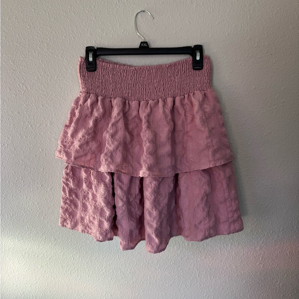 ARULA Mauve Textured A-Line Skirt